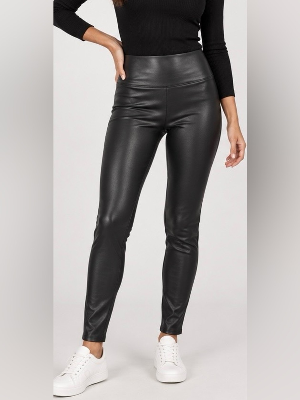 Quince High Waisted Black Faux Leather Legging Medium